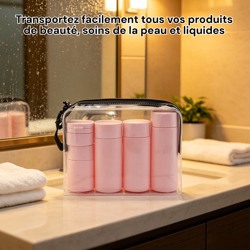 Ensemble de 5 flacons de voyage indispensables