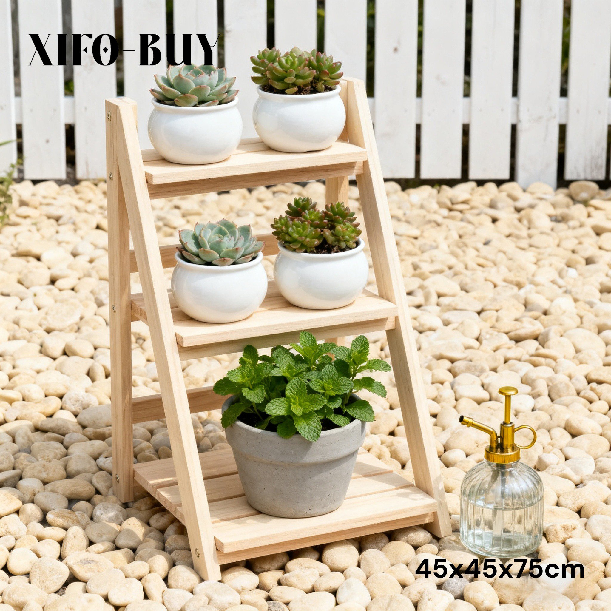 โครงระแนงสวนสามชั้นสำหรับปลูกผักและดอกไม้