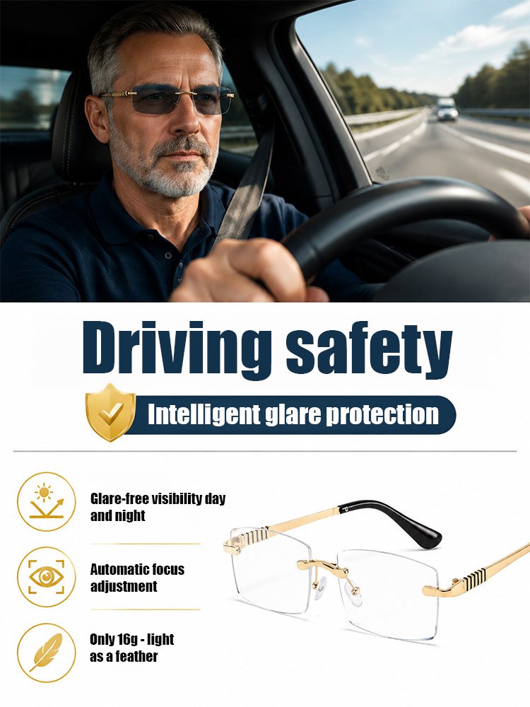 Frameless Photochromic Anti-Blue Light Reading Glasses