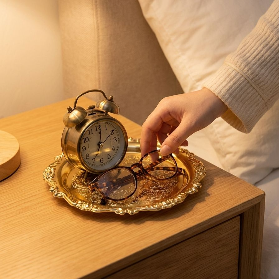 Stylish metal tray for serving drinks