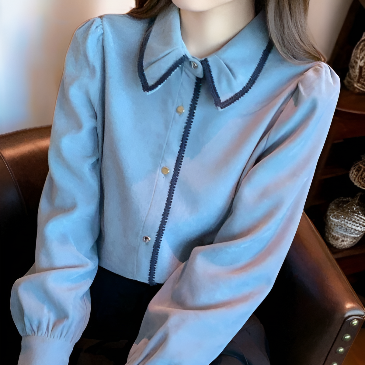 レディース開襟長袖シャツ