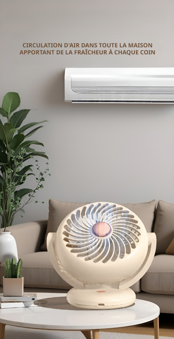Ventilateur de bureau compact en fonctionnement
