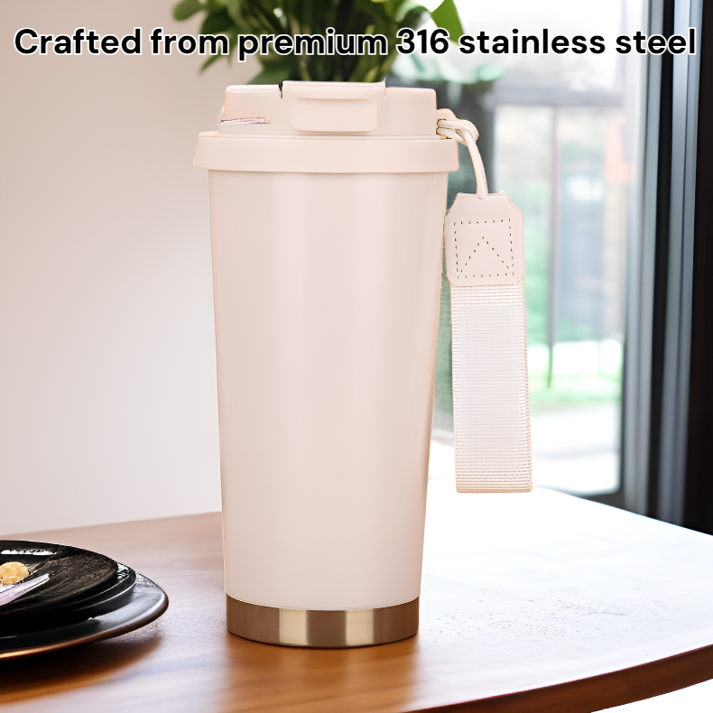 High-Value Women's 316 Stainless Steel Thermos Water Cup with Straw, Lily of the Valley Coffee Mug