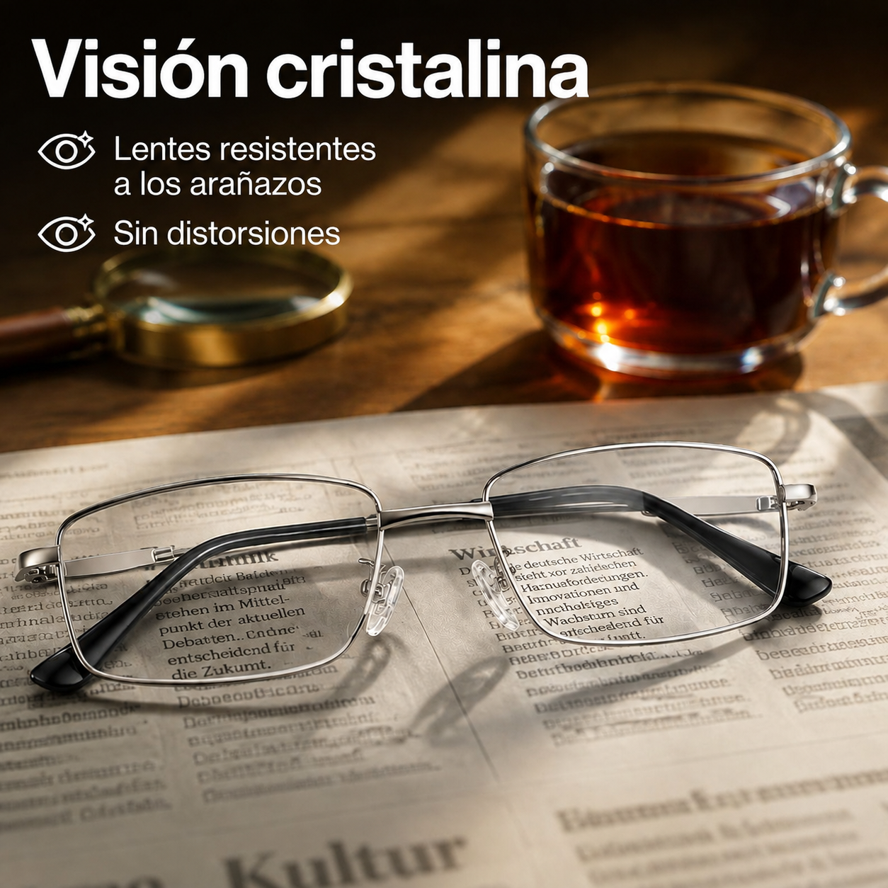 Gafas de lectura de aleación de titanio con filtro de luz azul