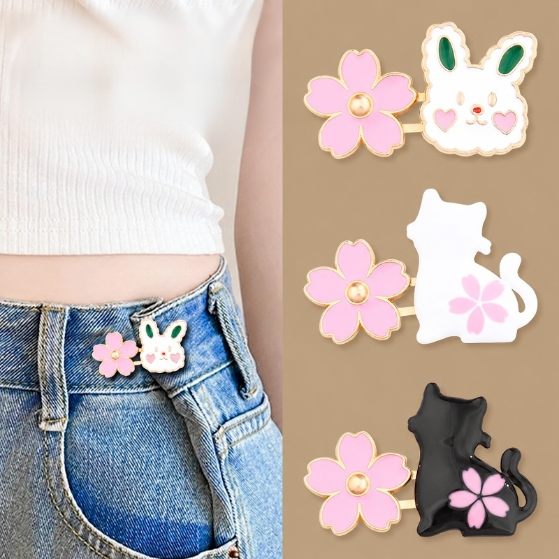 꽃 고양이 무흔 무타공 허리 조임 클립