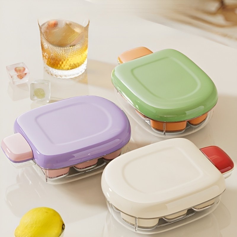 แม่พิมพ์น้ำแข็งแบบกดมือ เกรดอาหาร พร้อมฝา