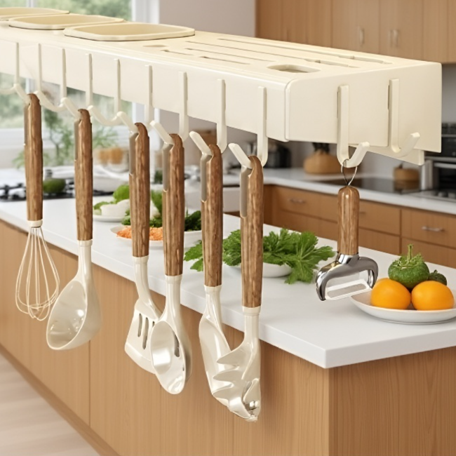 سهولة تركيب رف أدوات المطبخ بدون أدوات إضافية