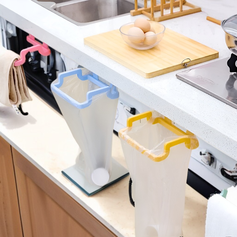 주방문 뒷면 걸이식 휴지통 거치대 가정용 캐비닛 문 뒤 걸레 선반