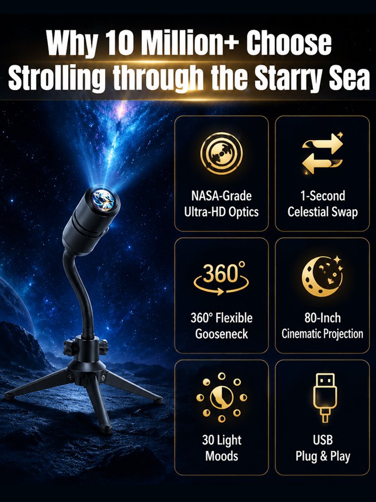 【Strolling through the Starry Sea】Universe Starry Sky Ocean Projection Lamp