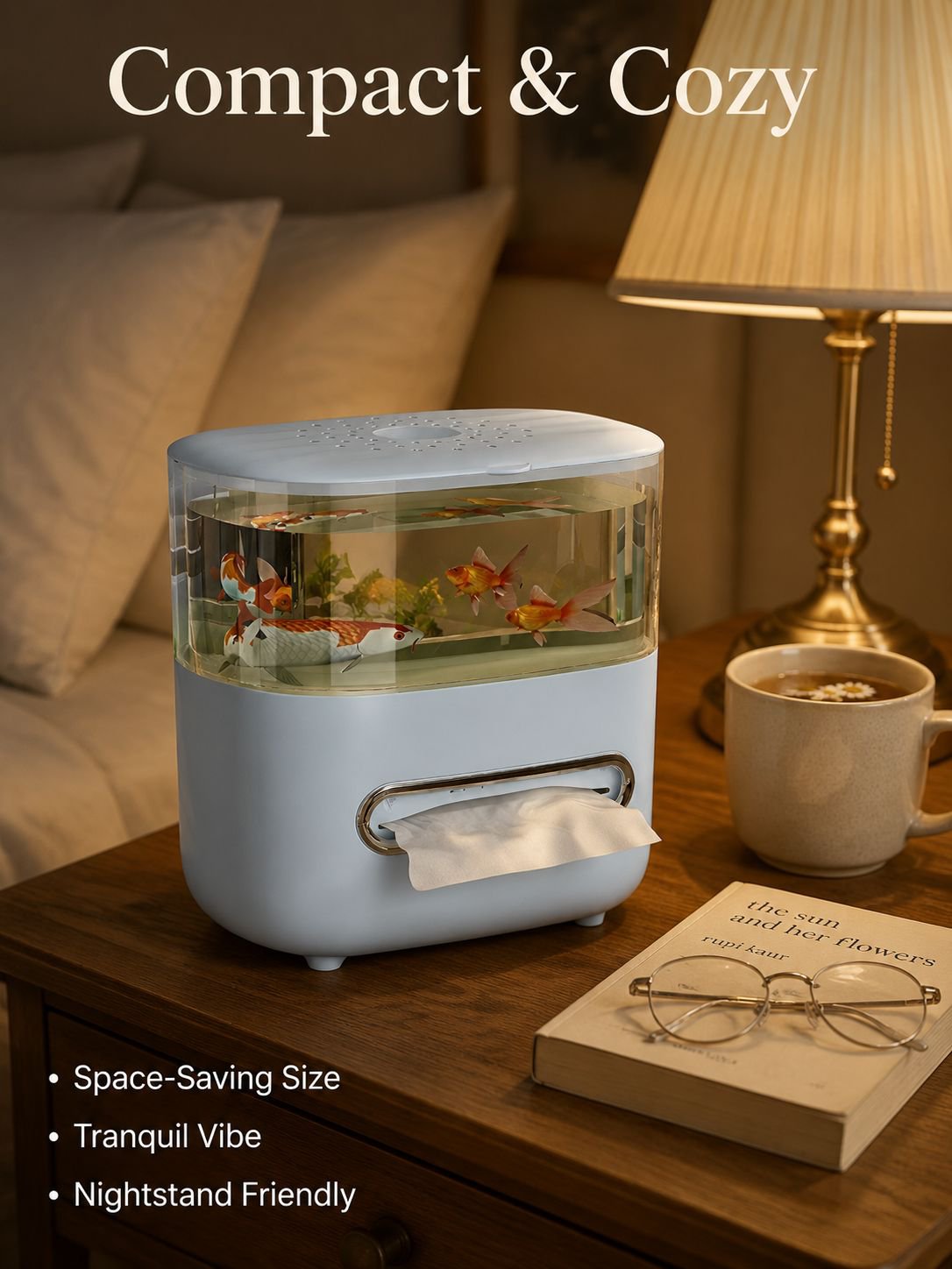 Transparent Fish Tank Tissue Box Ornament for Raising Fish