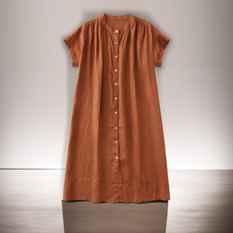 여름 반팔 캐주얼 A라인 루즈핏 주름원피스 컴포트 미디스커트 컴포트 반팔원피스 미디스커트