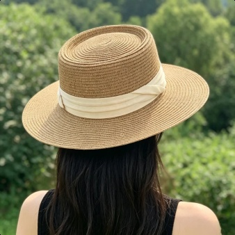 Französischer Strohhut im Hepburn-Stil für Damen  breite Krempe  Sonnenschutz  Strandhut für Urlaub