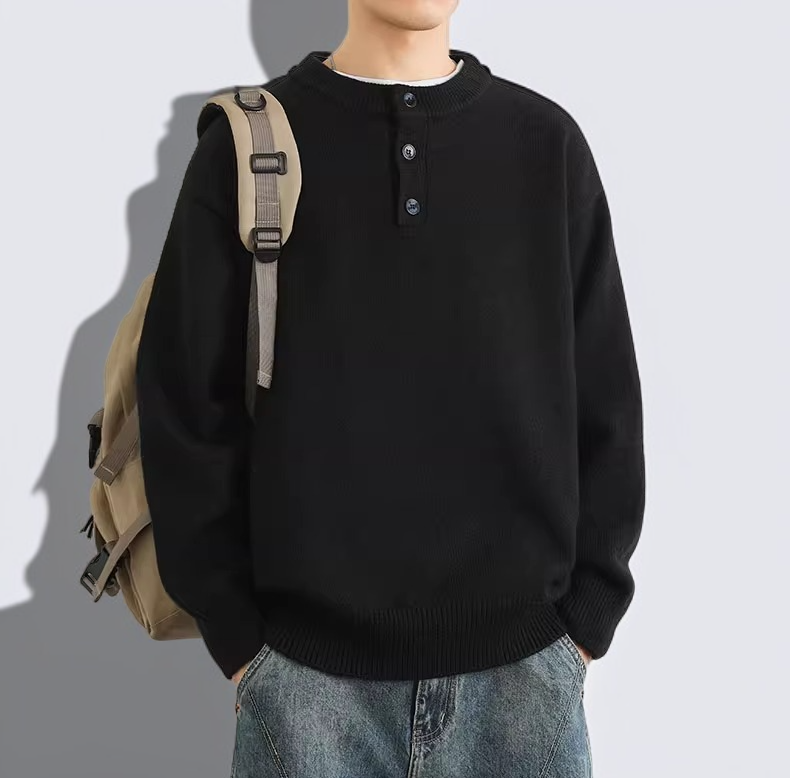 남성 니트 스웨터 디테일 확대 이미지