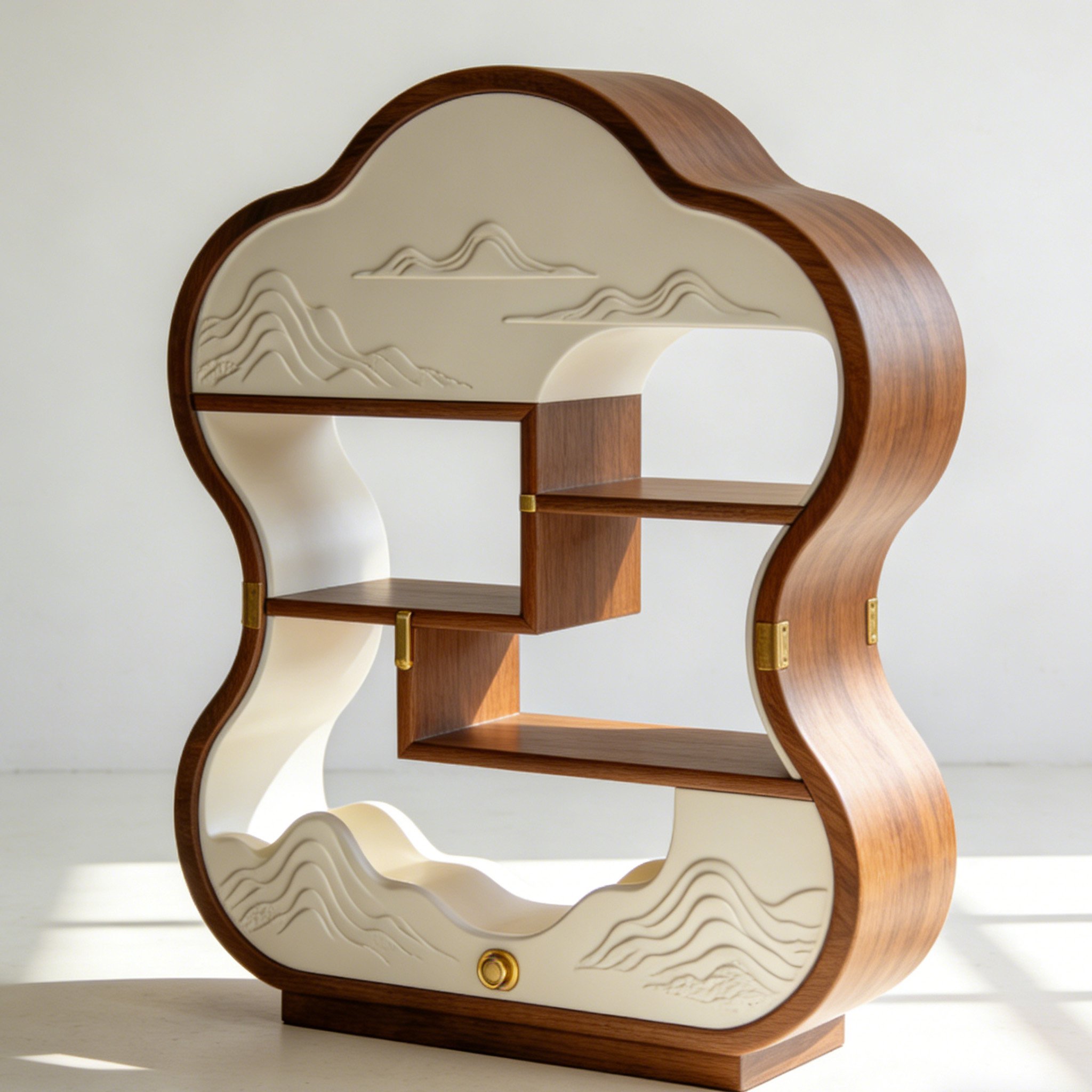 서재 원목 조각 책장