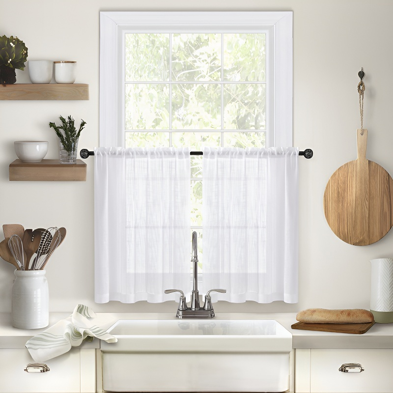 Linen Kitchen Blackout Partition Curtain for Window Screen