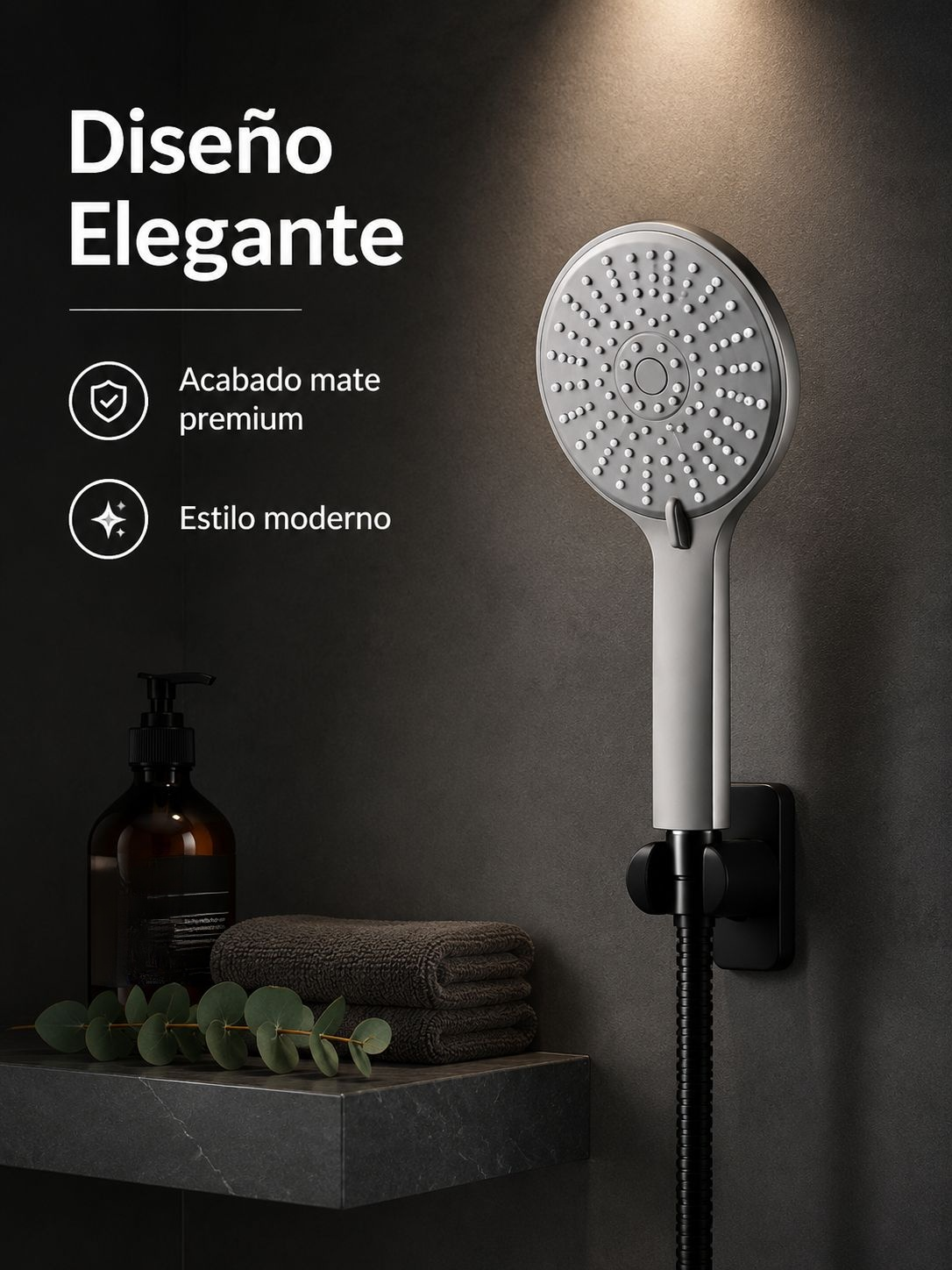 Ducha de Mano de Silicona, Panel Grande de Alta Presión para Baño
