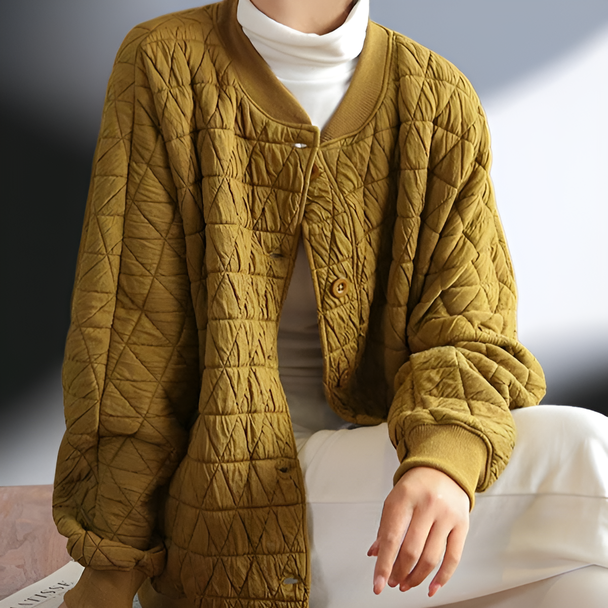 여성용 겨울 두꺼운 루즈 다이아몬드 패턴 코튼 코트