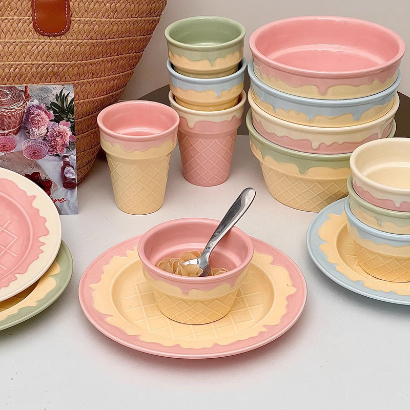 Cute Ice Cream Ceramic Dinnerware Set