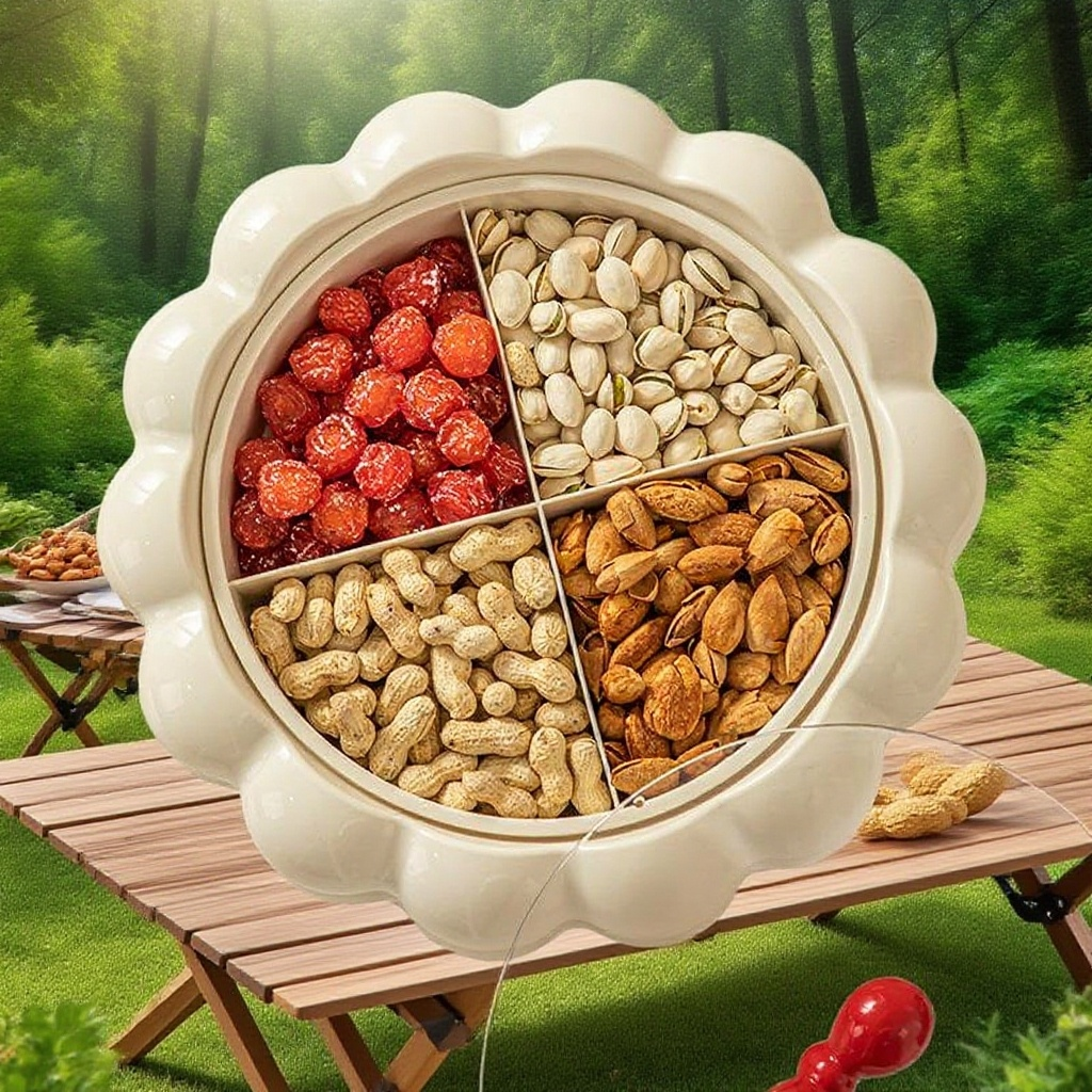 크림풍 분격대 뚜껑 말린 과일 과자 쟁반