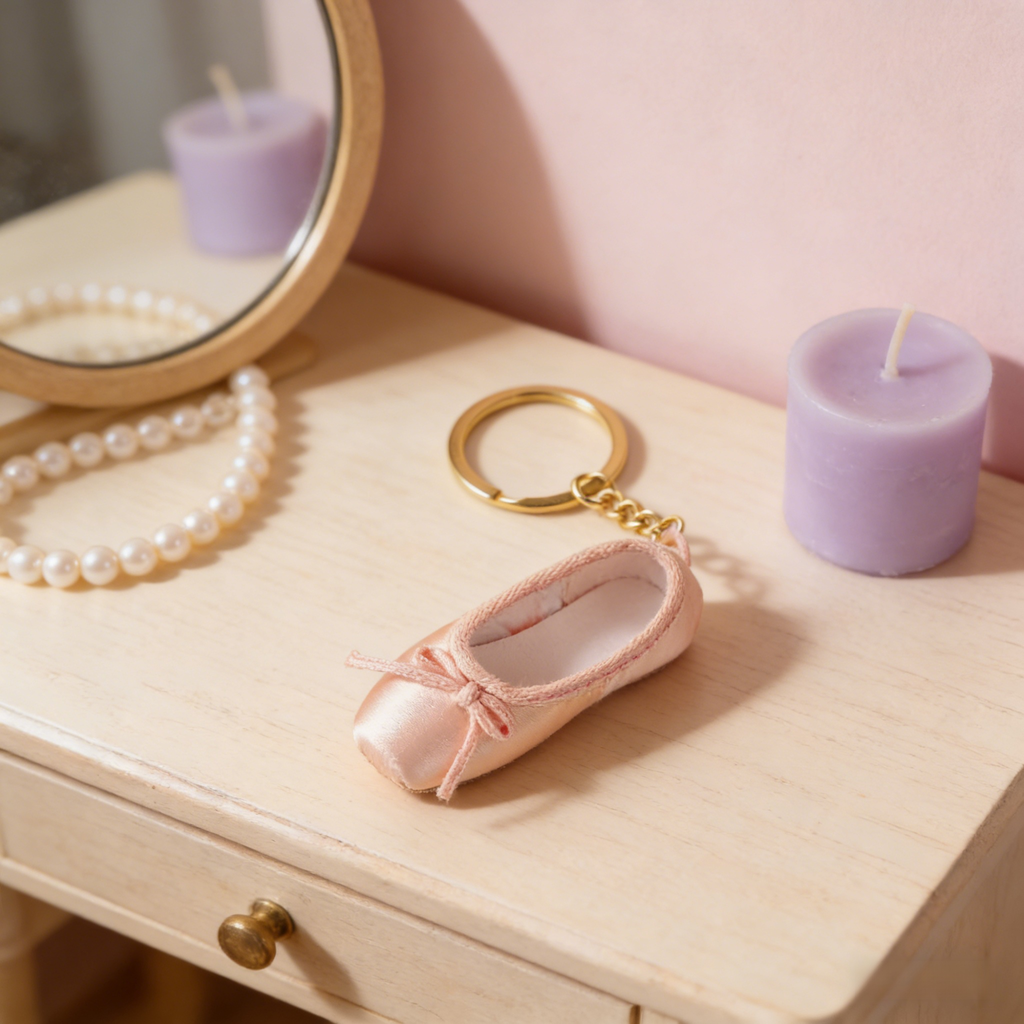 Ballet shoe keychain