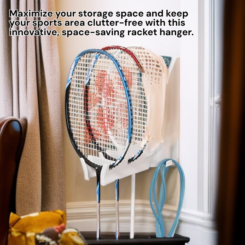 Badminton Racket Hanger, Easy Access, No Drilling, Rear Storage Rack