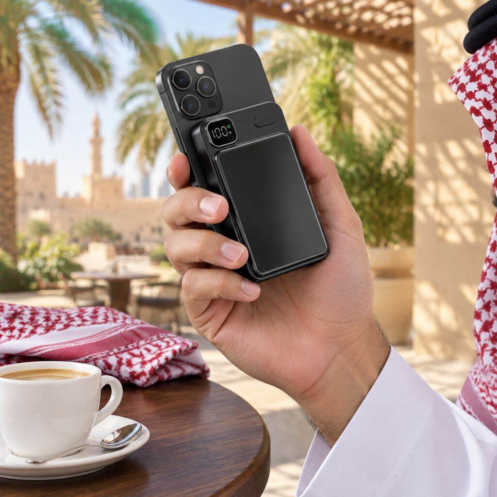 شاحن متنقل نحيف مضغوط مع جذب مغناطيسي من سبائك الألومنيوم