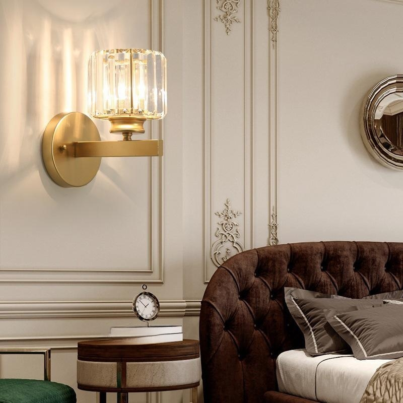 Modern American Crystal Simple Living Room Bedroom Corridor TV Wall Luxury Wall Lamp
