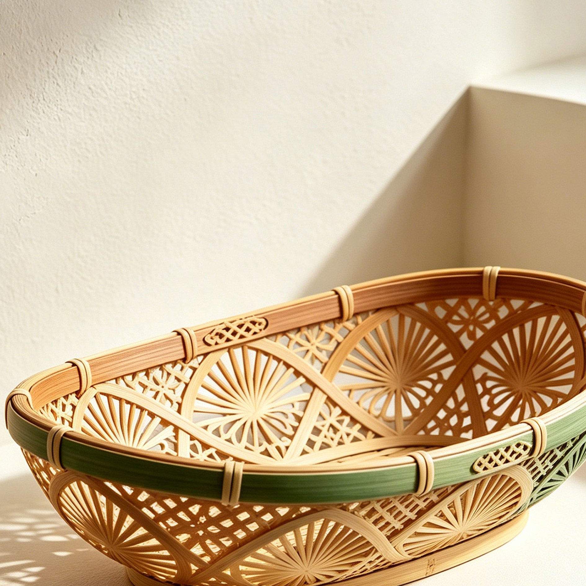 대나무 속이 빈 수납 바구니