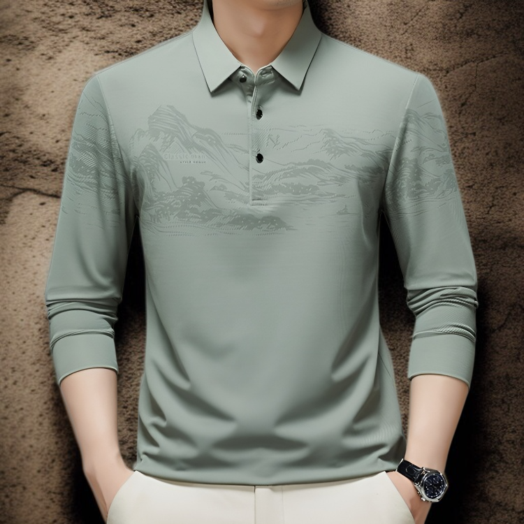 남자 캐주얼 긴팔 셔츠 착용 이미지