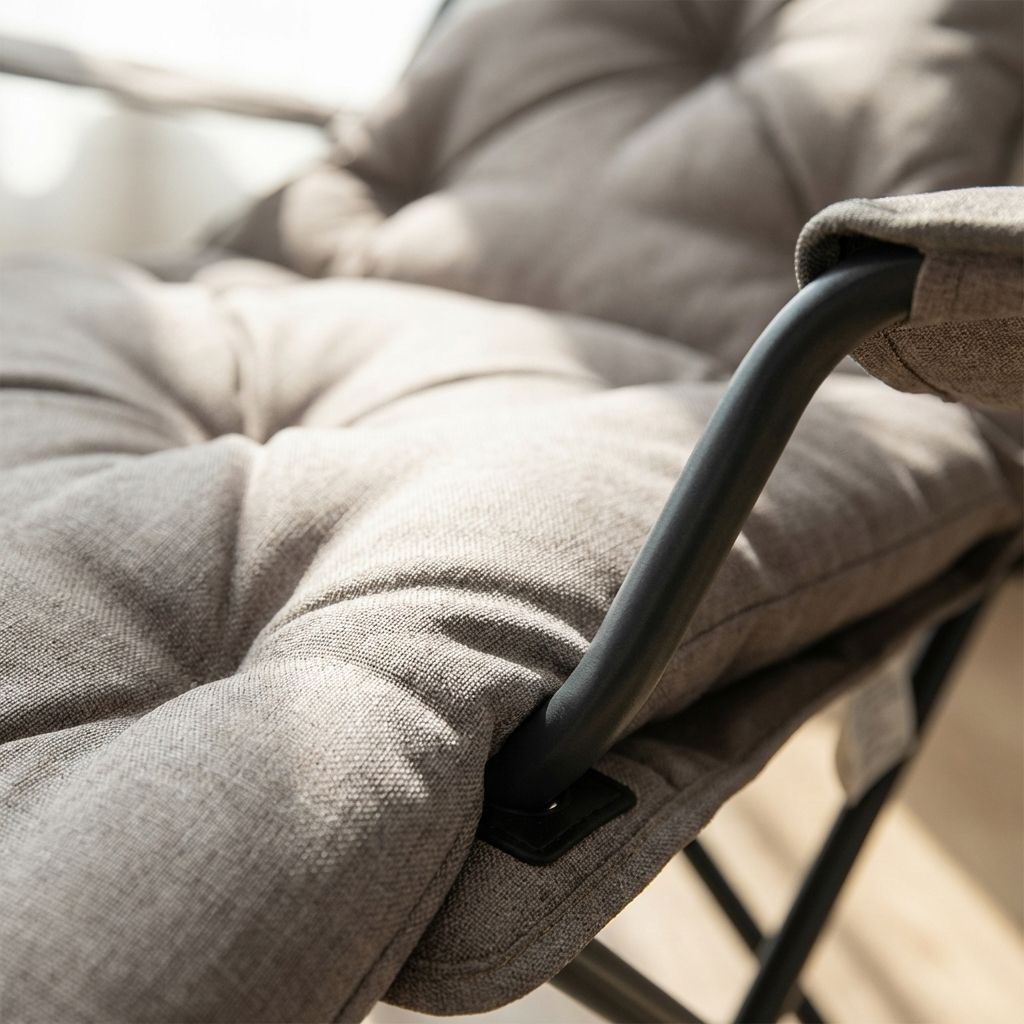 เก้าอี้พักผ่อนพับได้สำหรับตั้งแคมป์กลางแจ้ง บุเบาะนุ่ม พร้อมที่วางขา