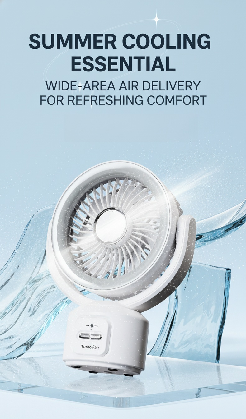 Ultra-Quiet USB Desktop Night Light Mini Fan on office desk