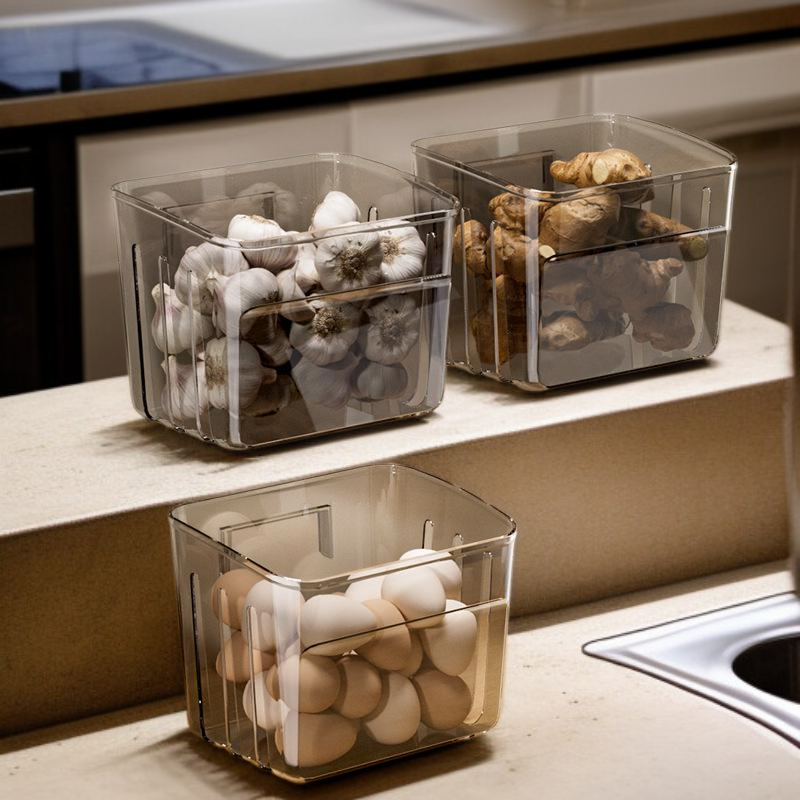 رف تخزين مطبخي معلق للجدار للبصل والثوم والزنجبيل