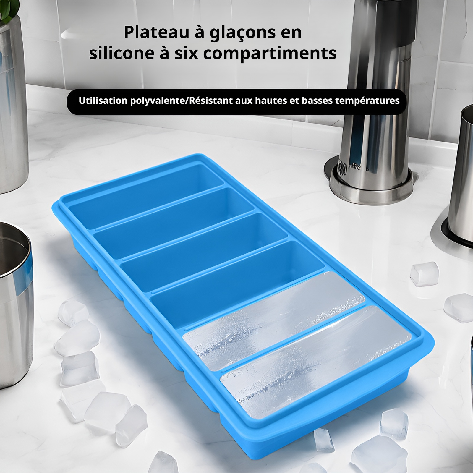 Moule à glaçons longue barre avec couvercle pour usage domestique, congélation rapide