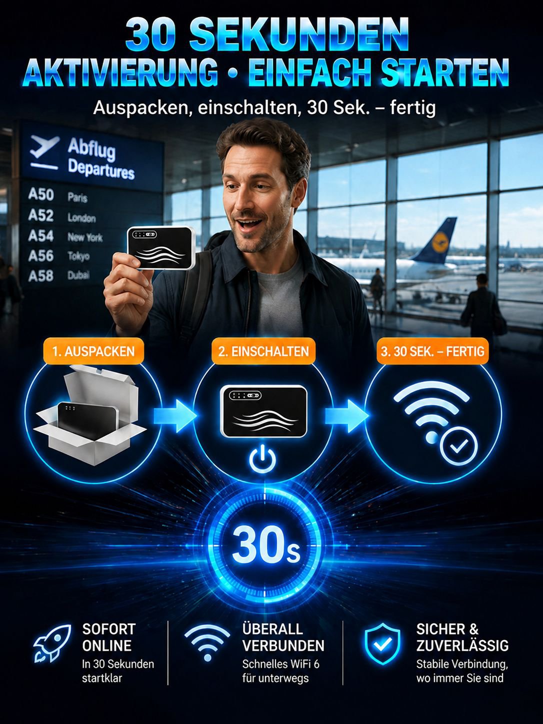 [Visumfrei für Geschäftsreisende, keine Funklöcher] Tragbares WLAN