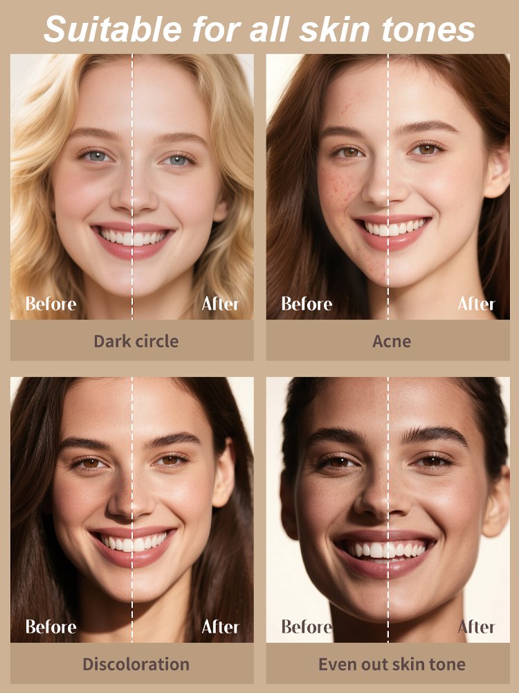 [One Second Concealer] Tinted Under-Eye Concealer Cream with Makeup Brush