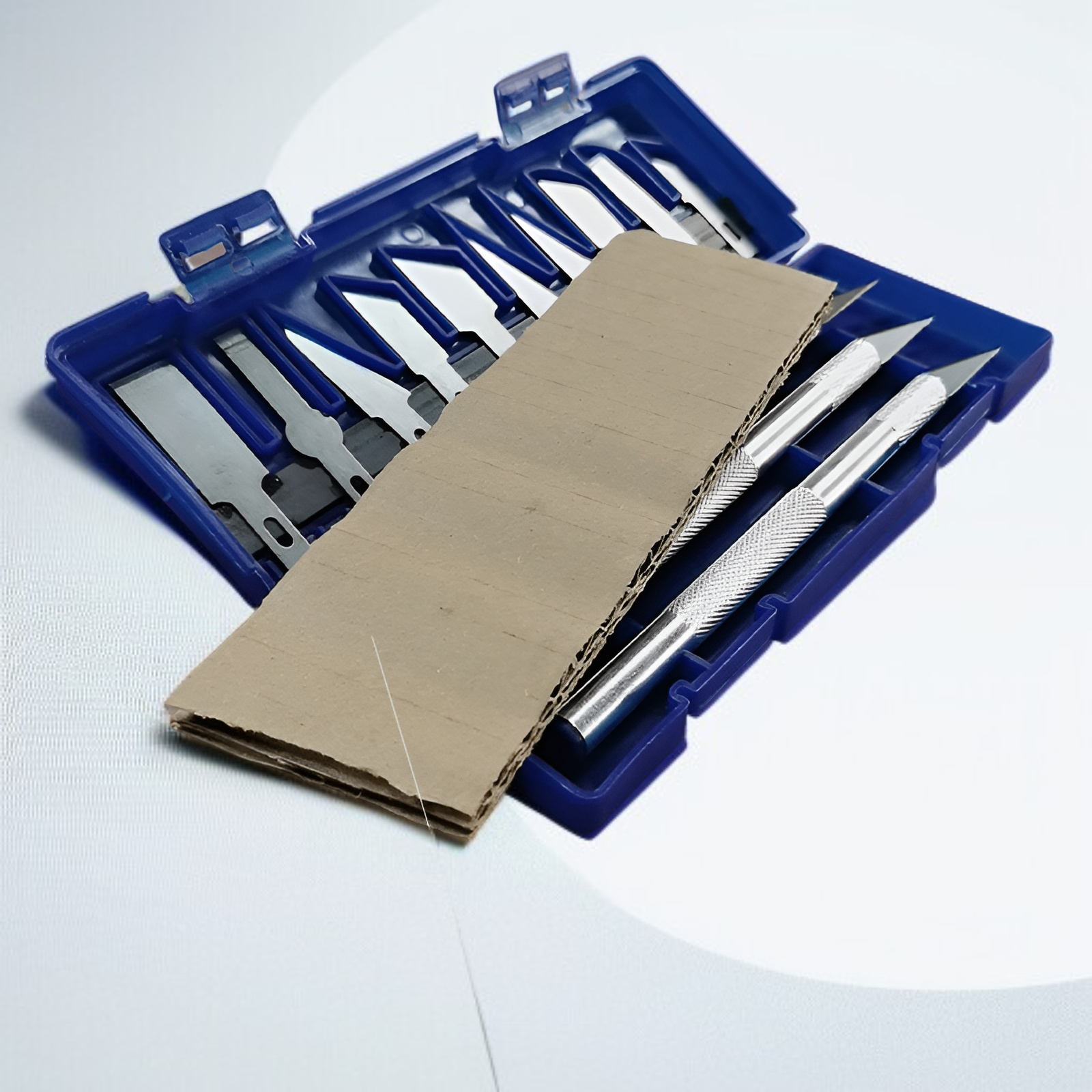 Carving knife set in protective storage case