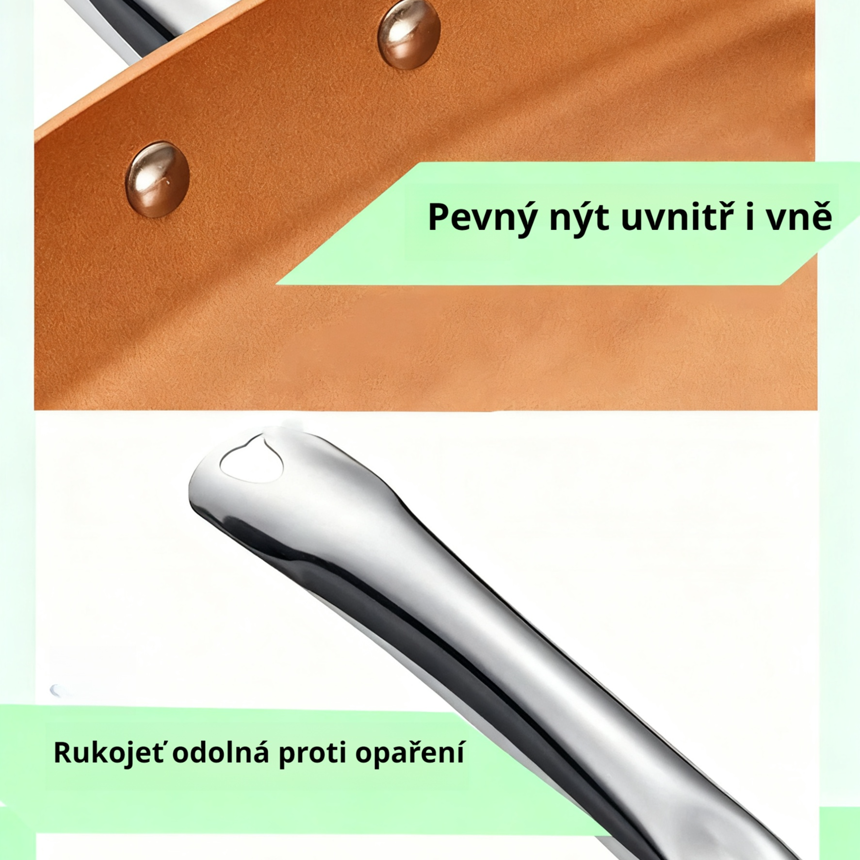 Čistě měděná nepřilnavá pánev s rovným dnem