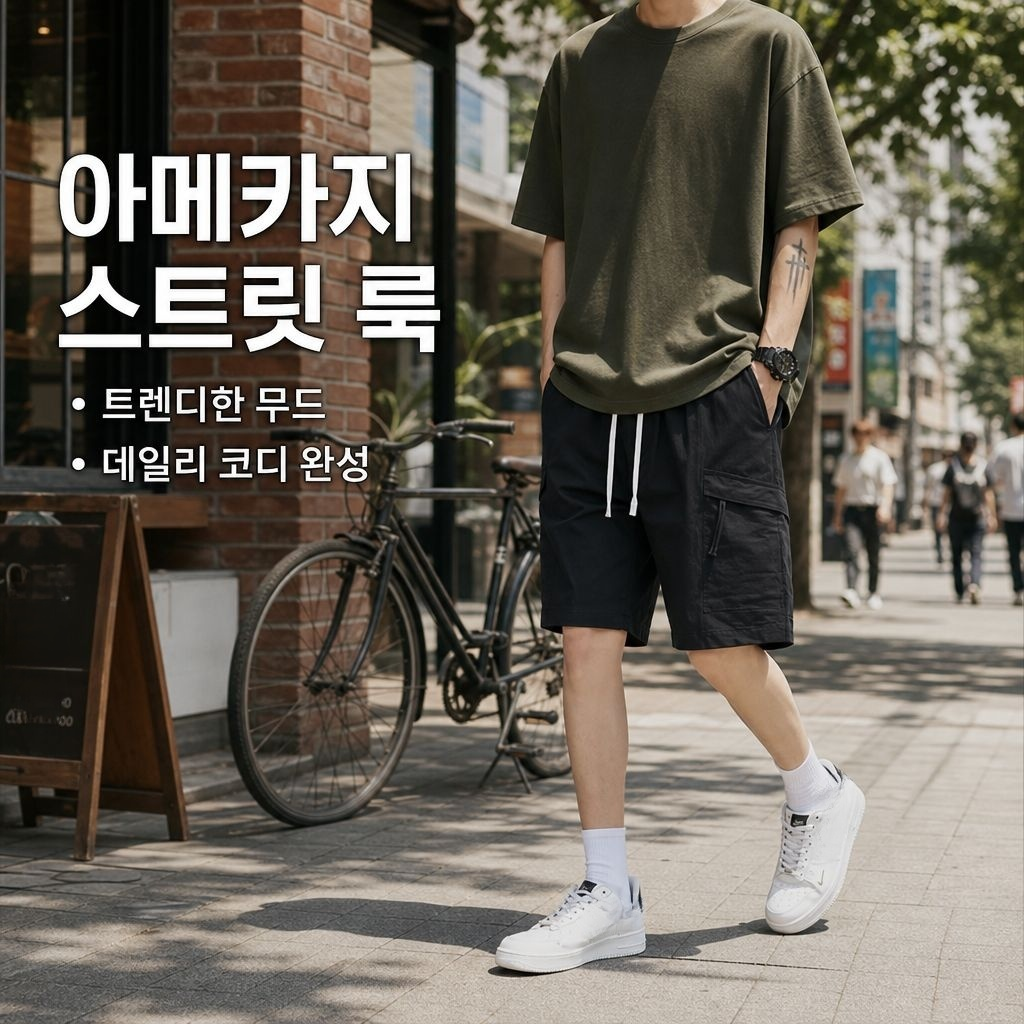 남성용 여름용 루즈핏 카고 반바지