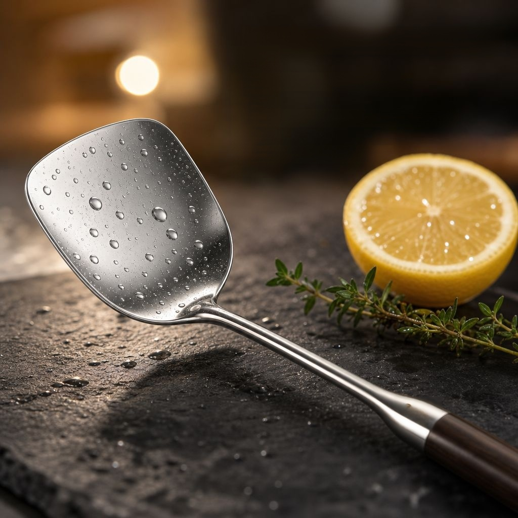Thickened Stainless Steel Spatula with Ebony Wood Handle