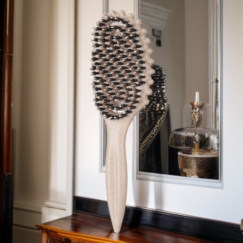 Lockenbürste mit Wildschweinborsten, Skelettbürste, Styling- und Massagebürste