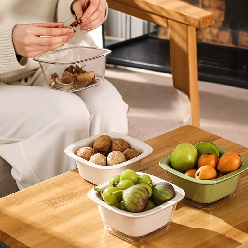 가정용 이중 물빠짐 바구니 두꺼운 야채 접시 다용도 토핑 접시 과일 접시 물빠짐 바구니 두꺼운 야채 접시