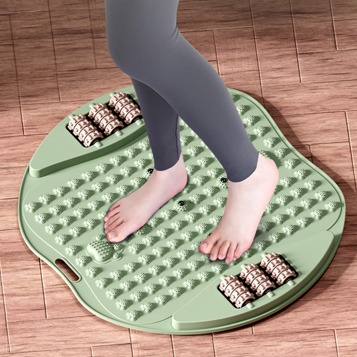Fußmassage-Matte mit Rollen und Akupressurpunkten