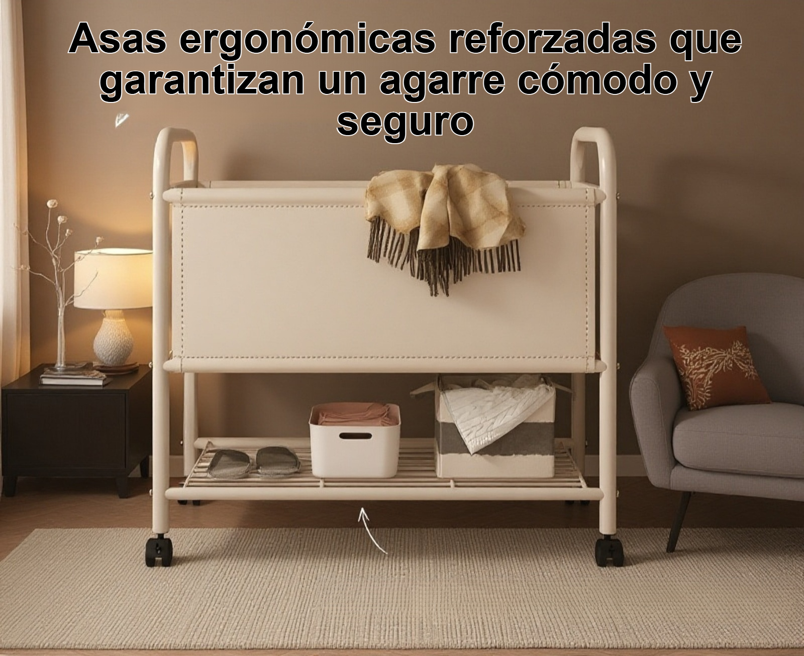 Cesta plegable de lavandería con asas resistentes