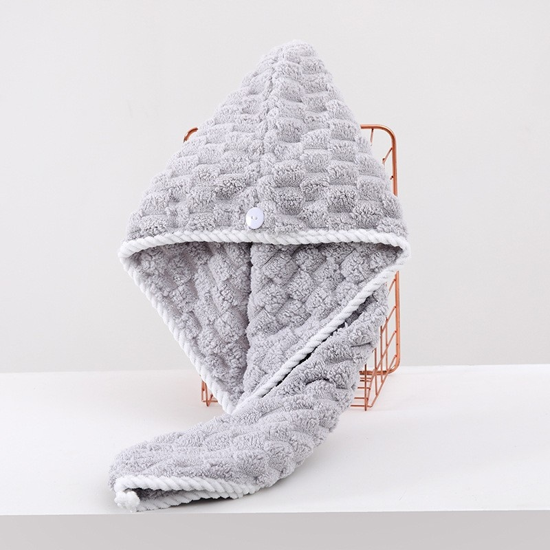 Ladies’ Thick Coral Fleece Absorbent Quick-Drying Hair Drying Cap