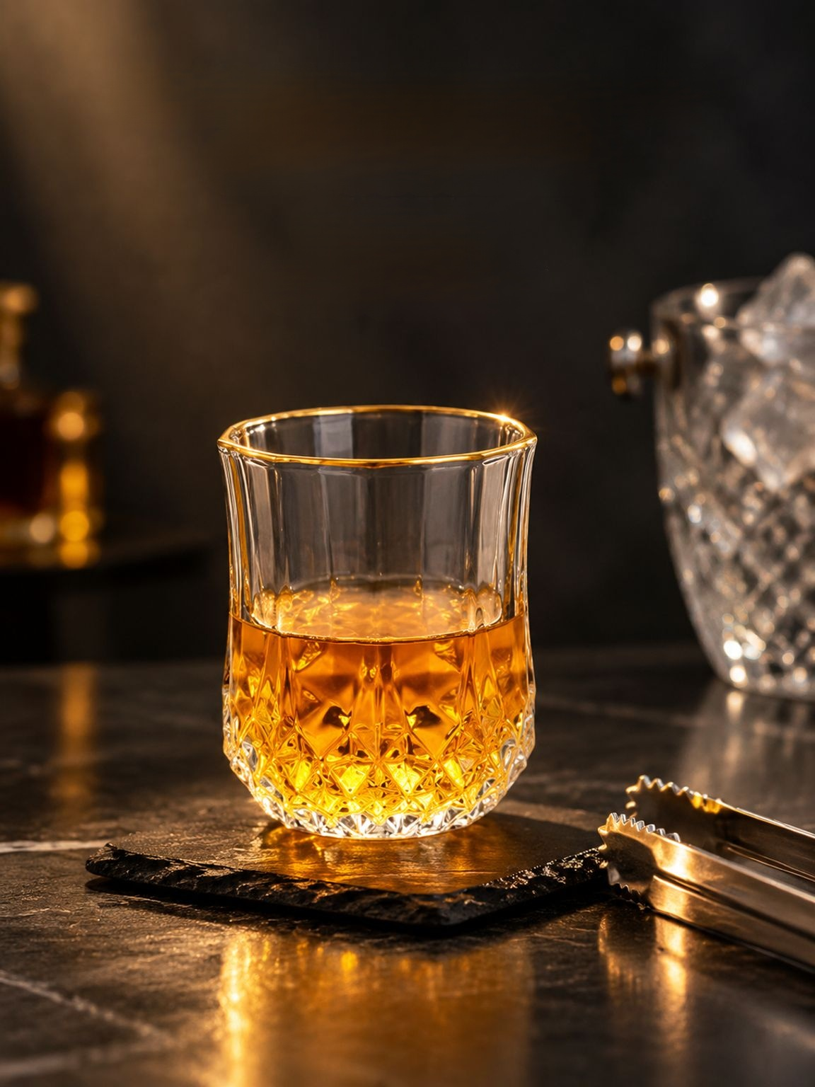 Glazen tumbler met klassiek diamantpatroon
