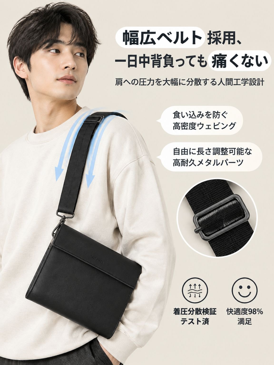 日系トレンドメンズショルダーバッグ