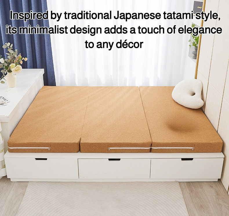 Close-up of the sponge mattress texture and tatami design