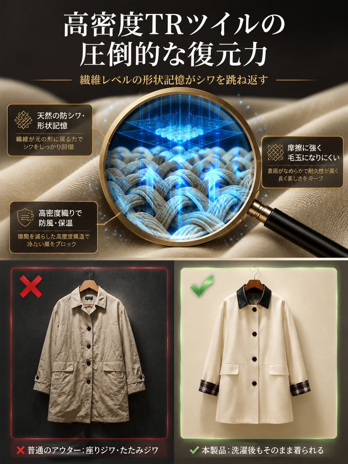 Monolly 大人の品格を纏うトレンチ | 妥協なき上質仕立て