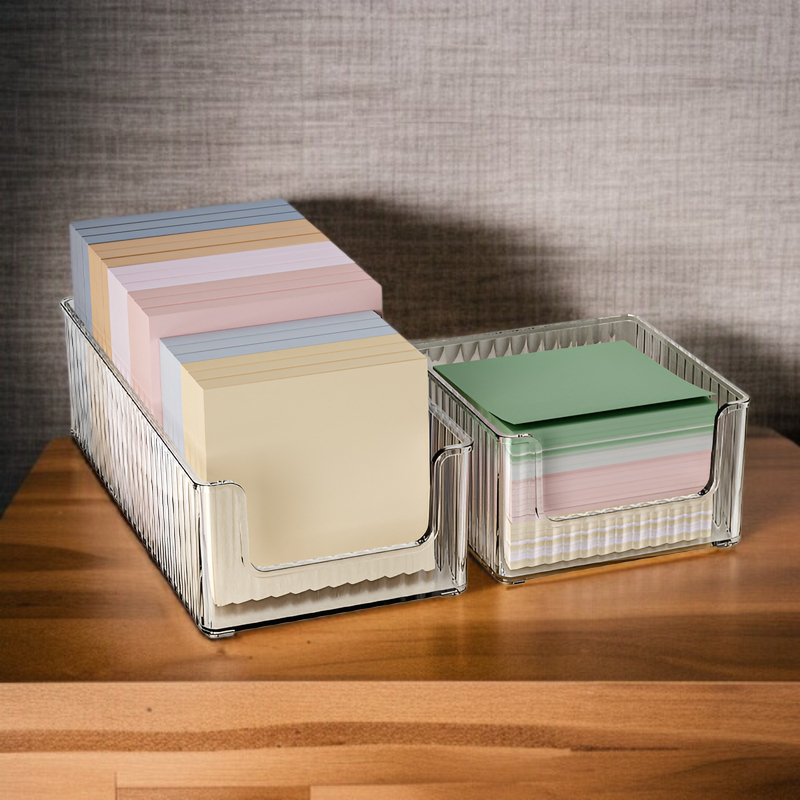 卓上収納ボックス 透明引き出し式文具収納ボックス 卓上ノート収納 積み重ね収納ボックス