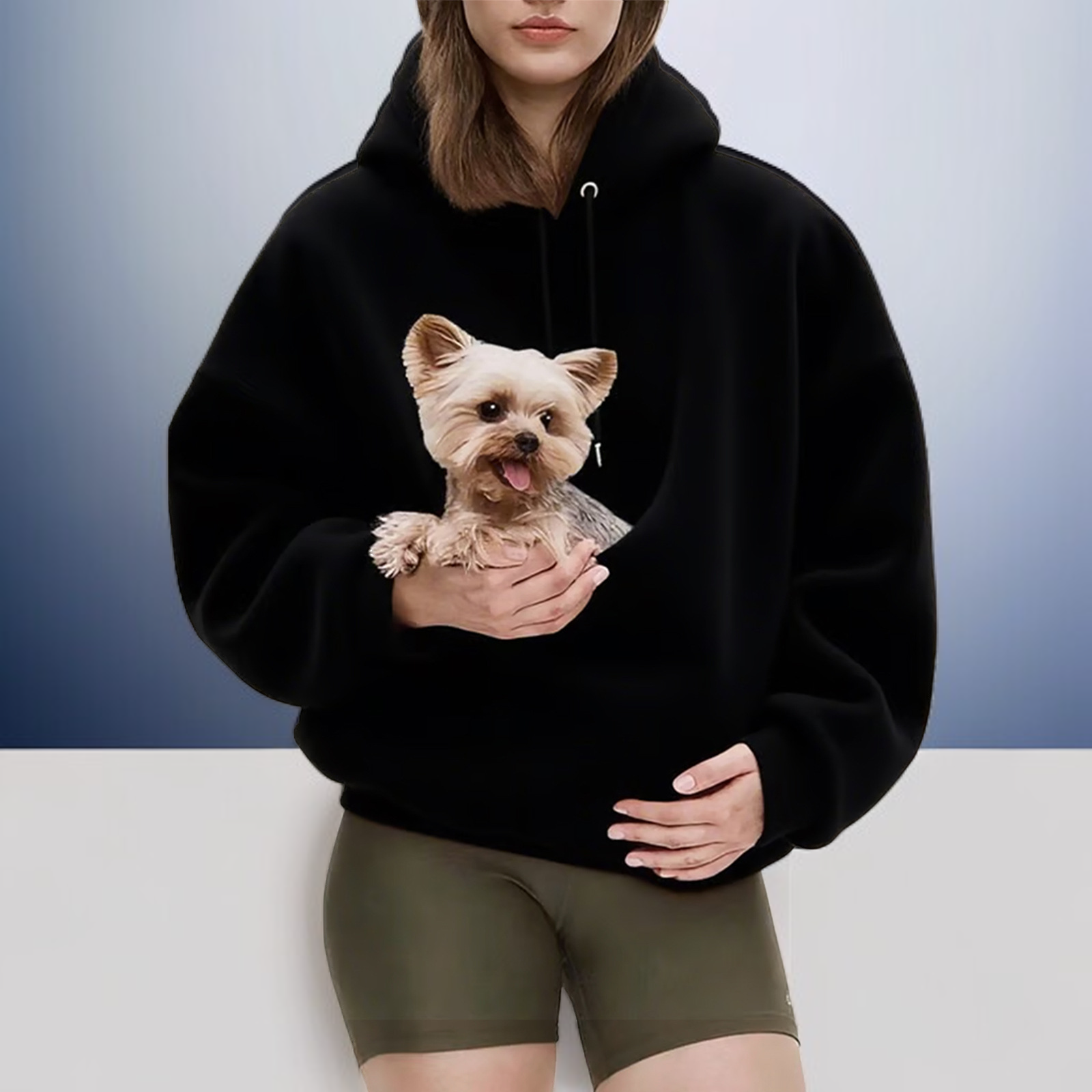 겨울 캐주얼룩 여성용 단색 후드티